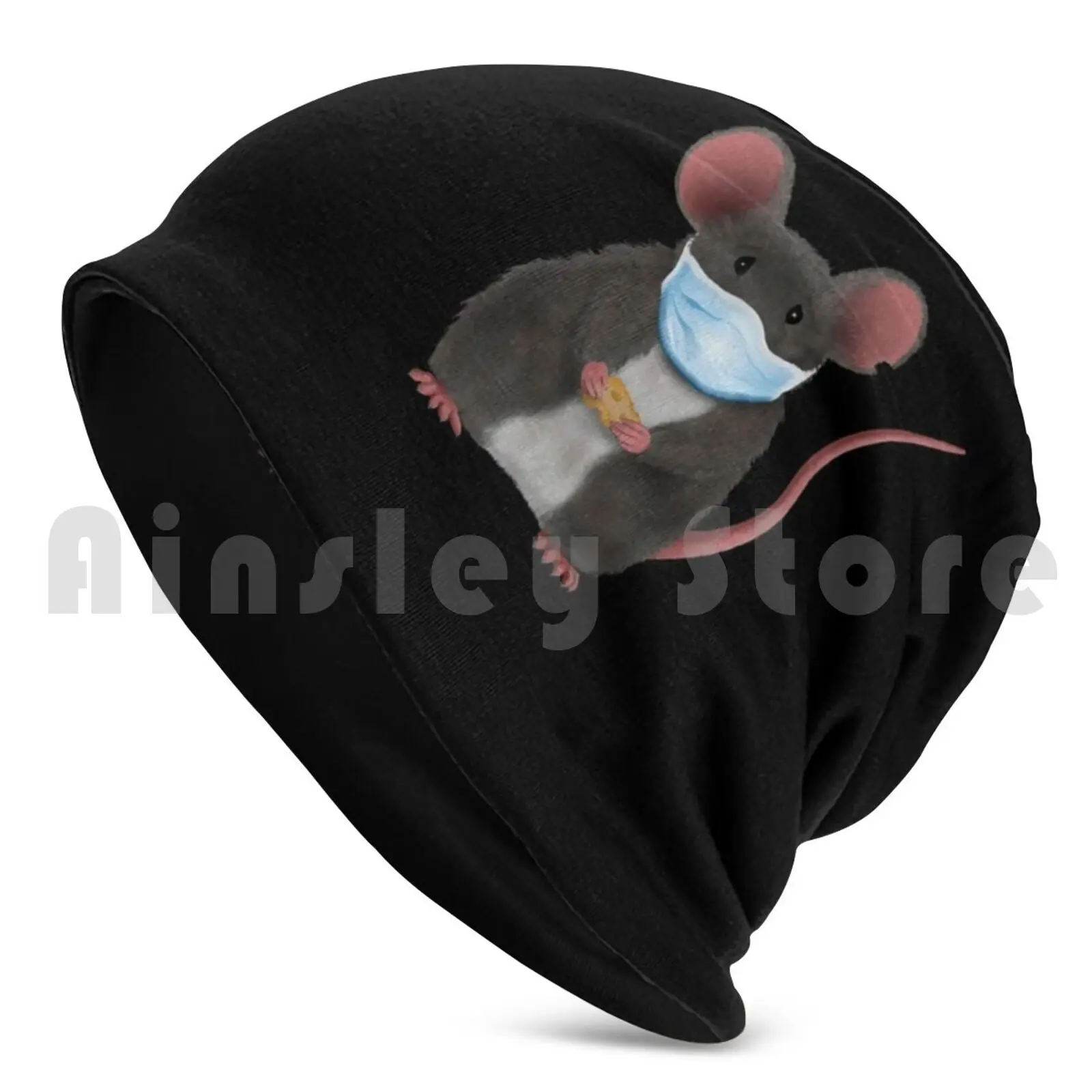 Maus / Ratte / Mouse Or Rat With Beanies Print Beanie Hedging Cap DIY Print Cushion D0100774a Funny Cool Quotes Slogan Fun