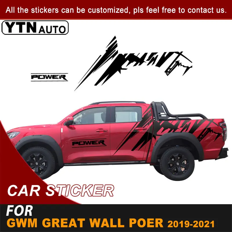 Pickup Side Body Car Sticker For GWM Great Wall Pao Great Wall Power 2019 2020 2021 Power Thorns Graphic Vinyl Decal Accessories