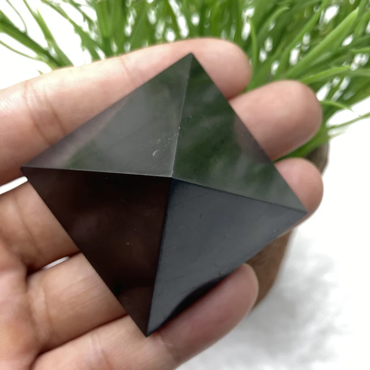 PANGEM- 100% Genuine Natural Shungite Pyramid Tower 30MM 40MM 50MM 55MM,Energy Healing Point Stone,Healing Chakra Balancing