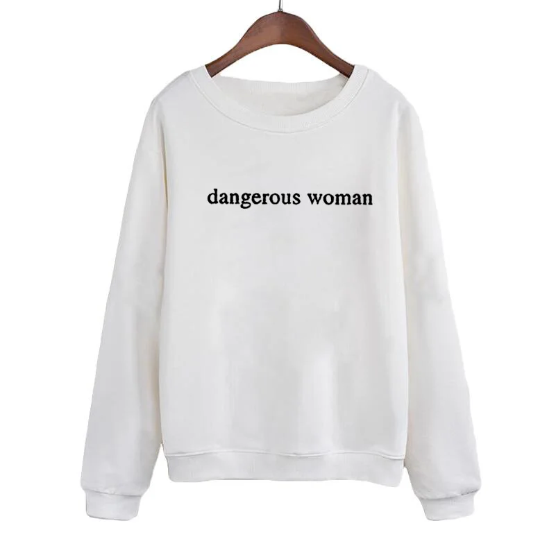 O-neck Crewneck Hoodies Women Tops Dangerous woman Sweatshirt Streetwear Funny Clothing Harajuku Punk Hip Hop Pullover