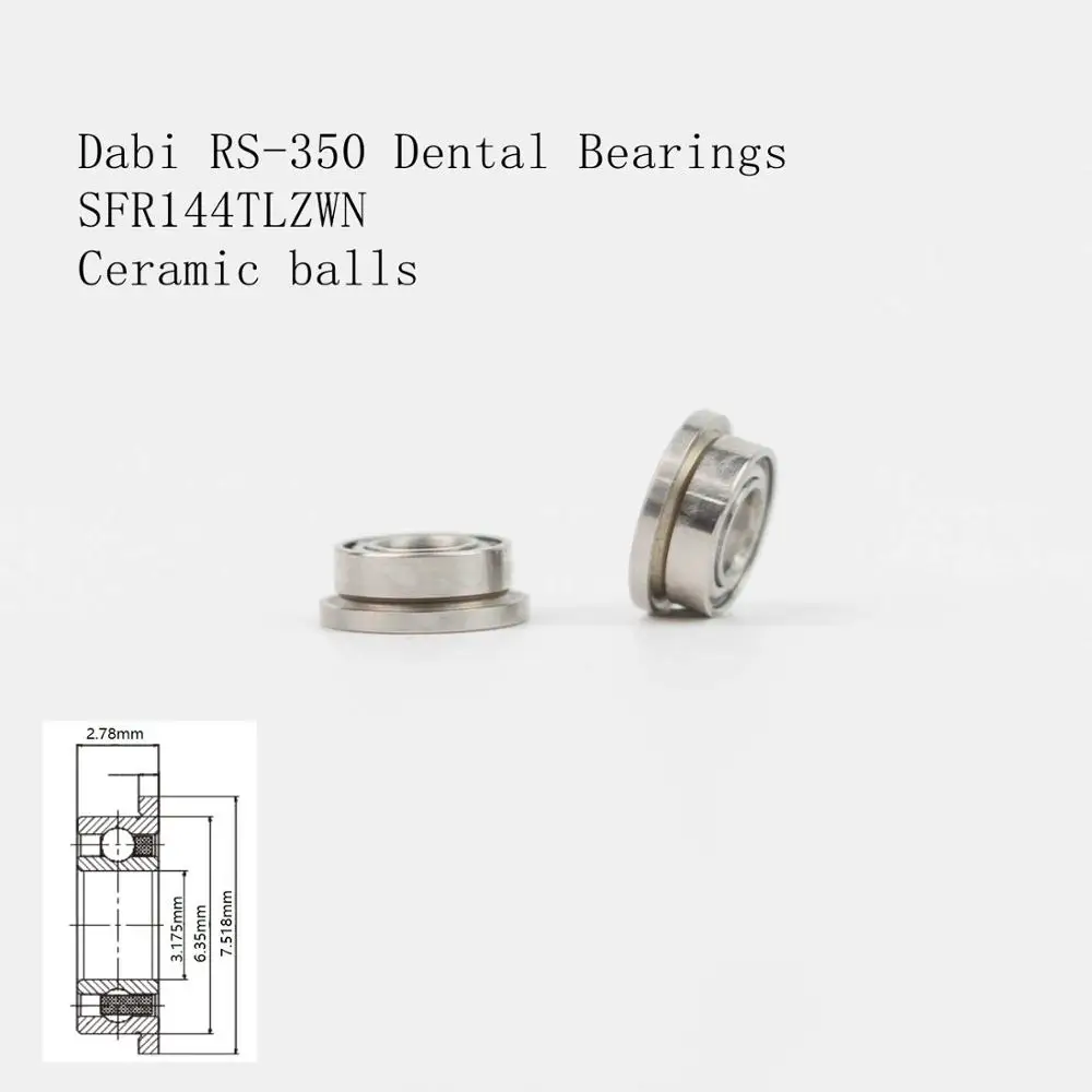 Dabi RS-350 ceramic dental bearings SFR144TLZWN 3.175x6.35x7.5x2.78mm SFR144TLWZN