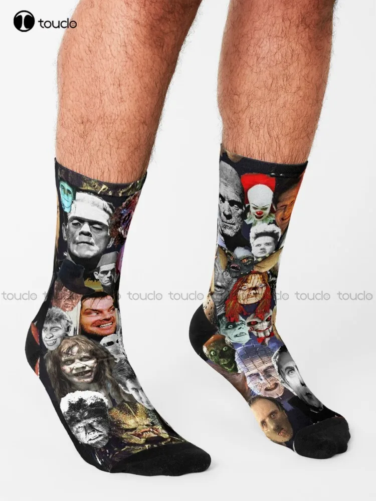 Faces Of Horror Movies Socks Girls White Socks Personalized Custom Unisex Adult Teen Youth Socks Halloween Christmas Gift