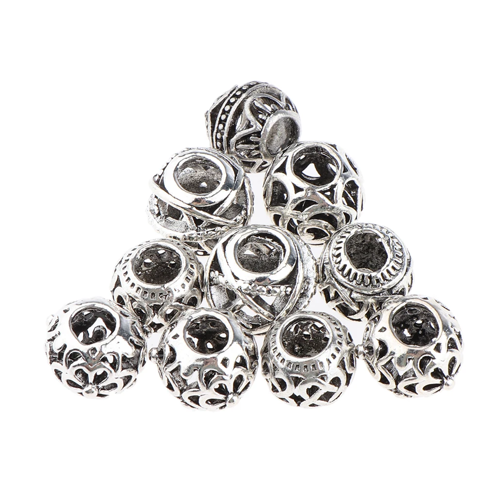 

10PCS Dreadlocks Hair Braid Retro Spacer Beads Antique Alloy Charms Pendants Beads Hair Rings for Jewelry Making