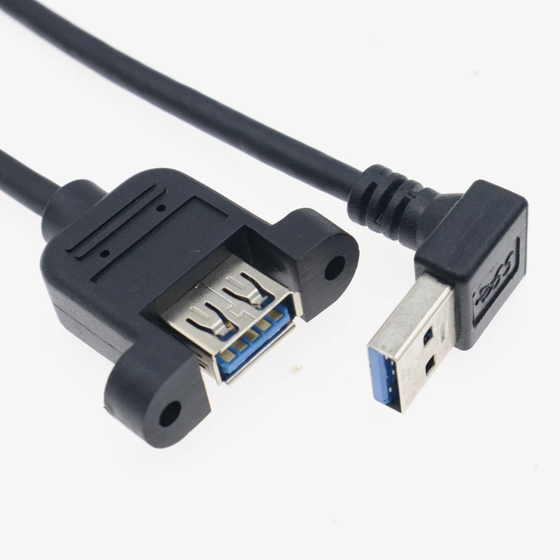 0.3m 0.5m USB 3.0 Extension Cable 90 Degree Male-to-Female Tape Panel Installation High-Speed 5Gbps Data Synchronous Charging