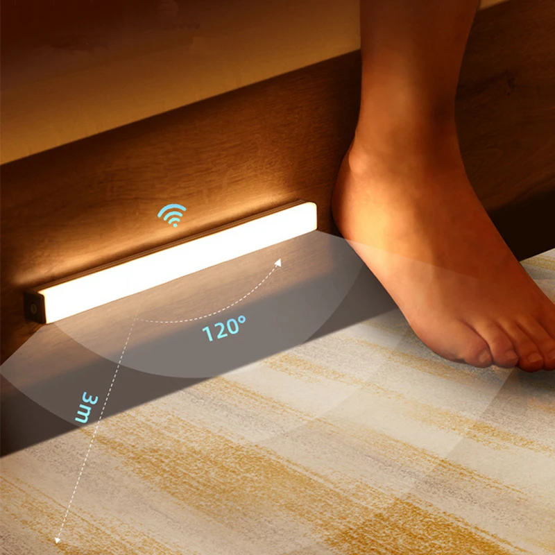 Luz LED nocturna inalámbrica con Sensor de movimiento, lámpara de noche para armario, cocina, dormitorio, Detector, luz de fondo para armario y