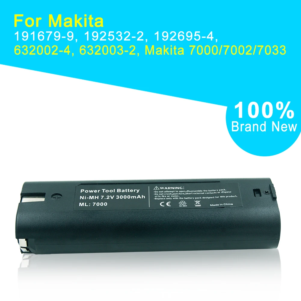 7.2v Ni-Mh akumulator 3000mah dla Makita 7000 7002 7033 6002D 6010D 6018D 6019D 9200D akumulator elektronarzędzi