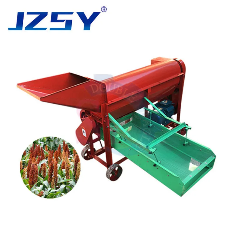 300-500kg/h home use electric fresh millet threshing machine/small sorghum rape seed thresher equipment with vibrating screen