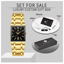 Men's Gold Square Waterproof Watch #5