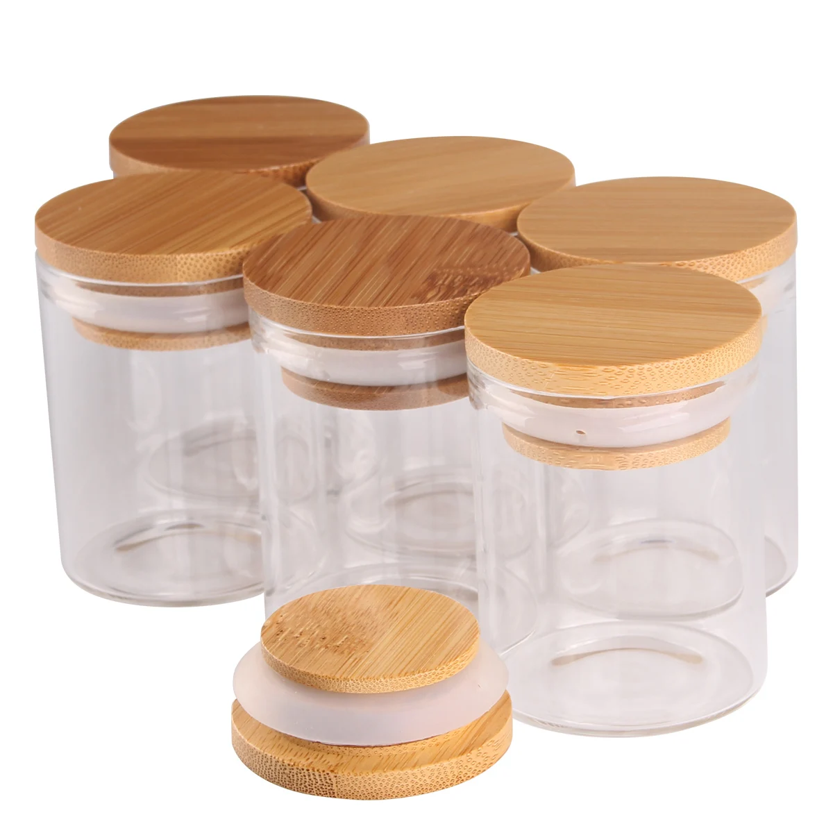 6 pieces 60ml Size 47x60mm Test Tubes with Bamboo Lids Glass Container Potion Bottle for DIY Crafts Wedding Favors