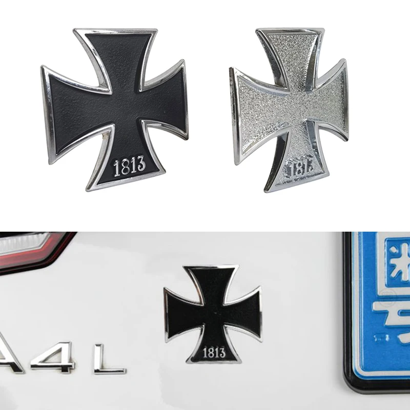 1 Pcs 3D Metal car Sticker Maltese Cross 1813 Emblem Car Auto Motorcycle Badge Trunk Decal Sticker Car Styling