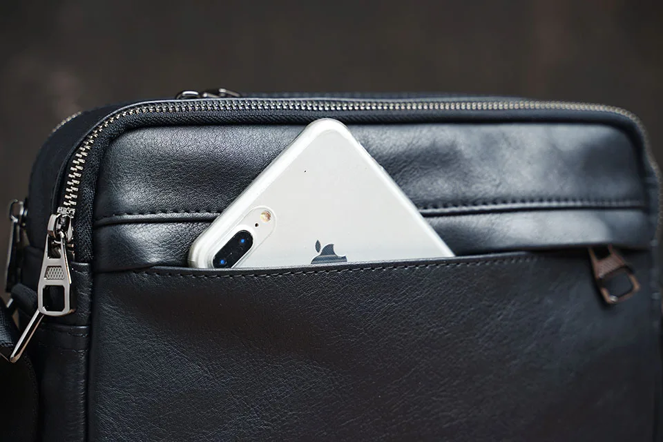 NUPUGOO Casual männer Schulter Tasche Aus Echtem Leder Klassische Umhängetasche Einfache Crossbody Hohe Qualität Leder Für 9,7 Zoll iPad – Detail 13