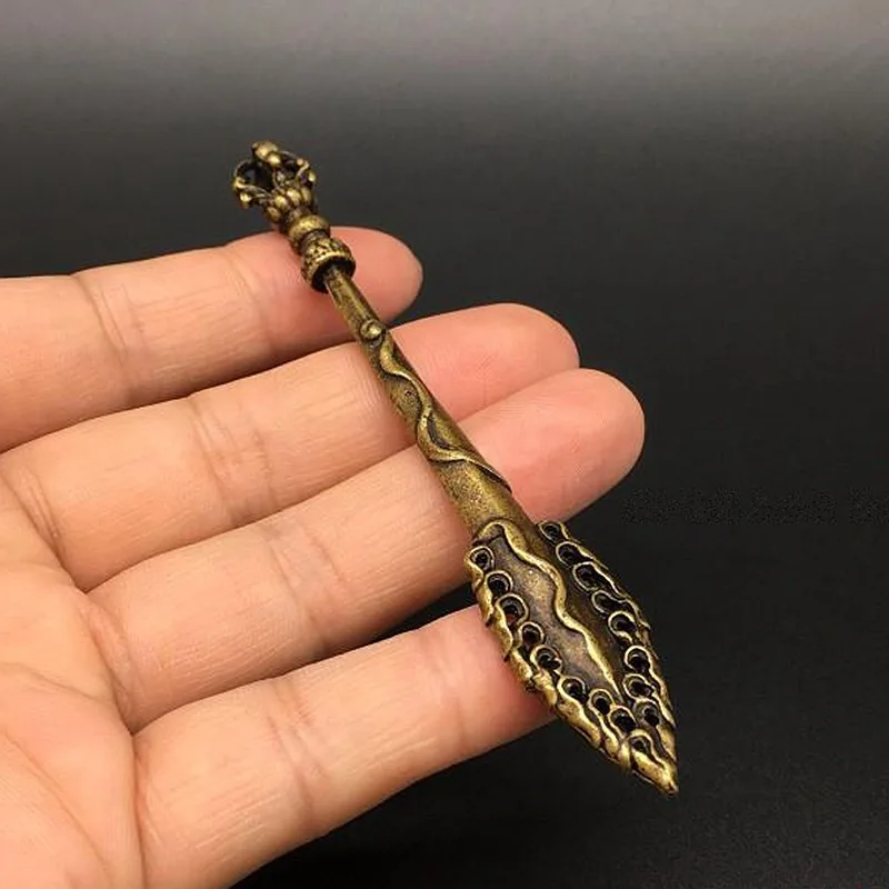 107Mm Curio China Bronze Nepal Vajra Exquisite Buddhism Manjuist Wisdom Sword Glaive Pendant Statues for Decoration Collection