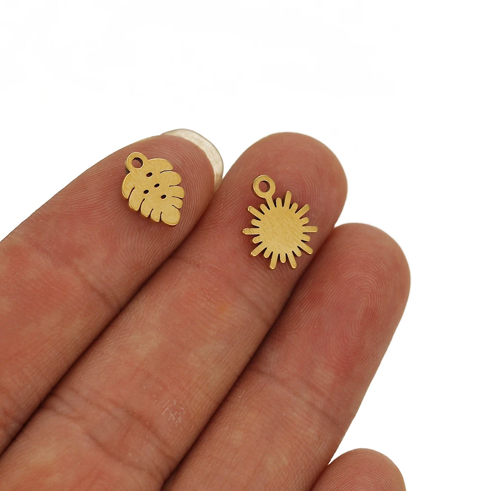 20 Stück Edelstahl-Anhänger in Goldfarbe mit Sonnenblumen- und Blättermotiven für DIY-Halsketten, Schmuckherstellung, Accessoires und Armbänder – Detail 3