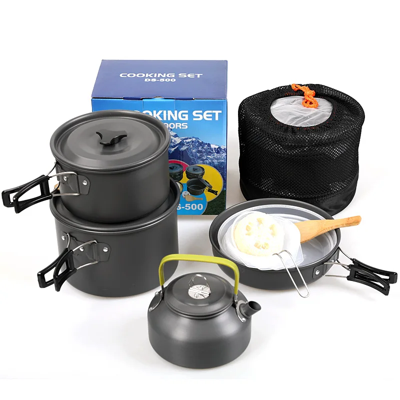 

Camping Cookware Set Outdoor Camping Cooking Mess kit Non-Stick Lightweight Pots Pan Kettle with Spoons Cups kit for Hiking Picn