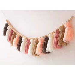 Tassel string Nordic Colorful Pompom Garland Ins Photo Prop Wall Hangings for Home Party Wedding Macrame Wall Hanging Banner