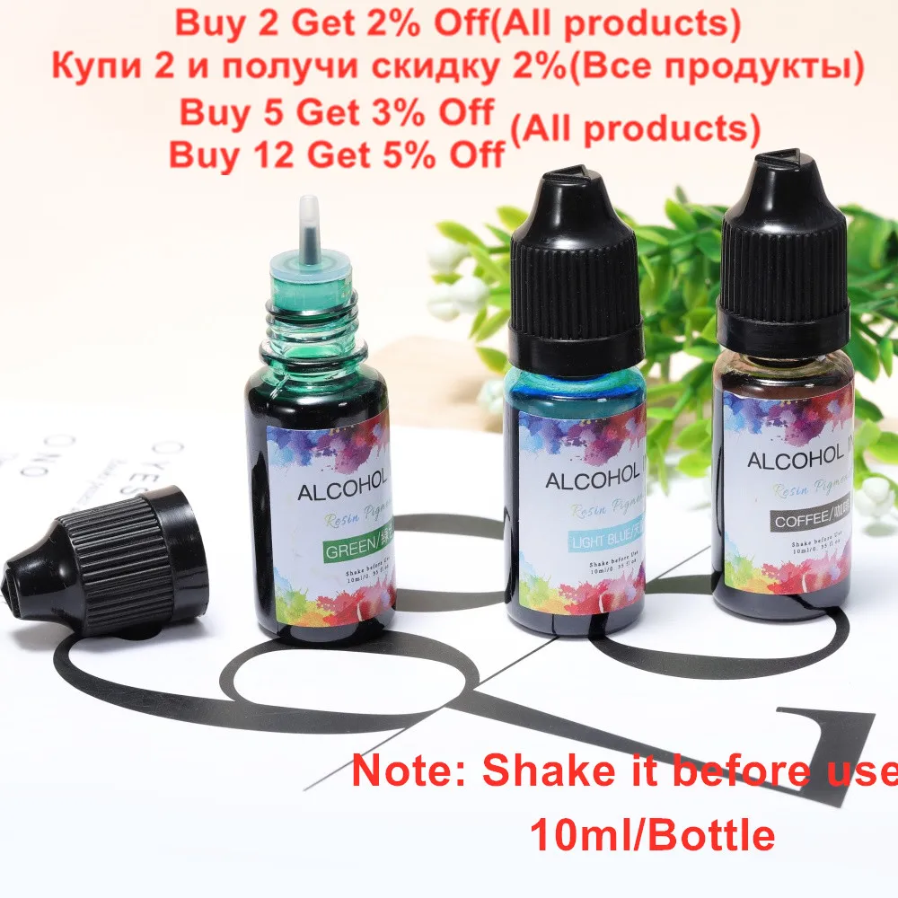 10ml Epoxy Resin Diffusion Pigment Resin Pigment Alcohol Ink Liquid Colorant Dye Diffusion Ink for Epoxy Dyeing Jewelry Making