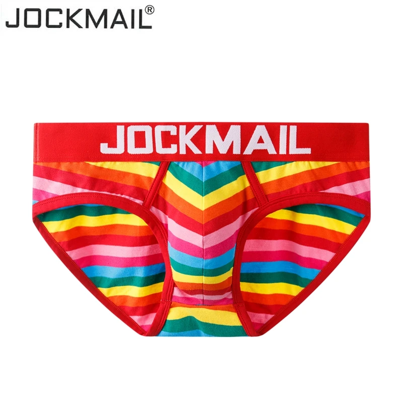 jockmail New Sexy underwear men bikin Rainbow Stripe briefs men Low-Rise Breathable Pouch jocks gay calzoncillos hombre slips