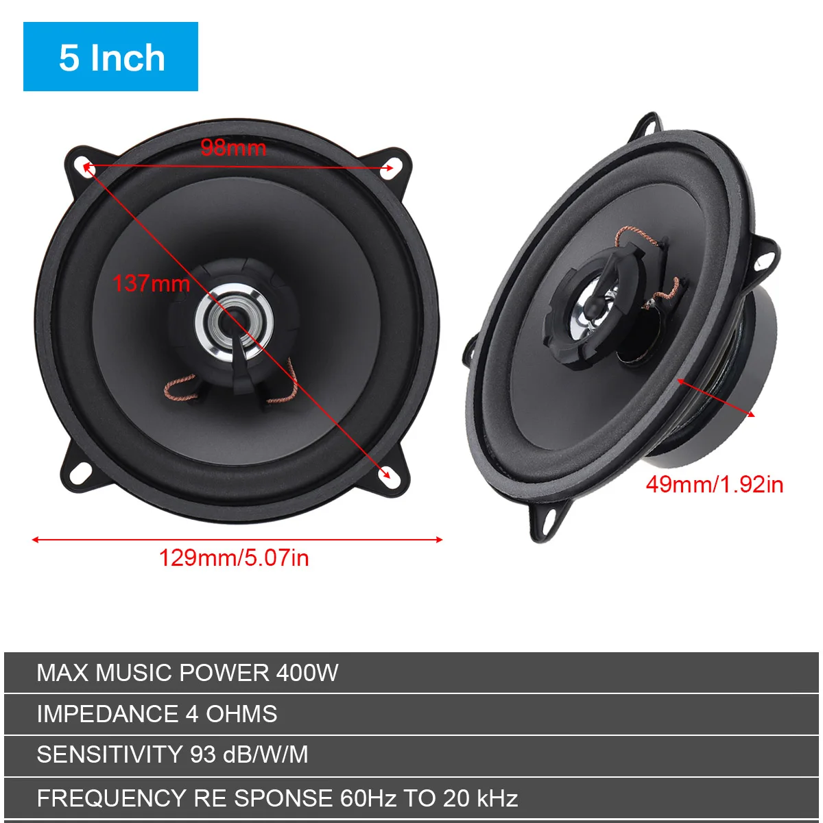 Altoparlante Stereo per auto da 1 pezzo 4 5 pollici 300W Audio a 2 vie per auto HiFi musica suono altoparlante coassiale suono automobilistico a