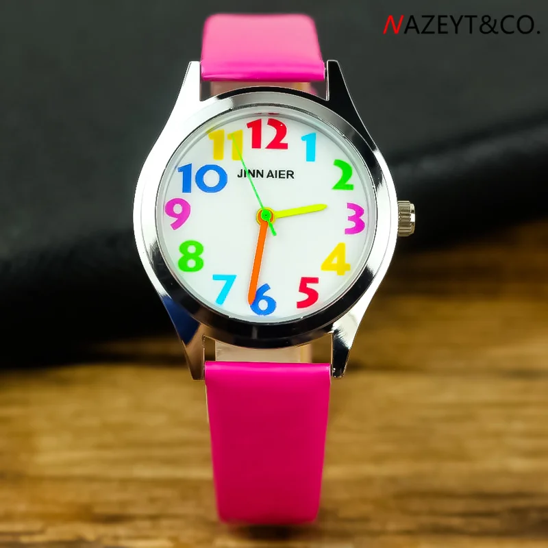 Montre bonbon pour enfants, montre-bracelet en cuir pu, couleur no. scale, cadran, cadeau pour écoliers, bonne qualité, garçons et filles, promotion