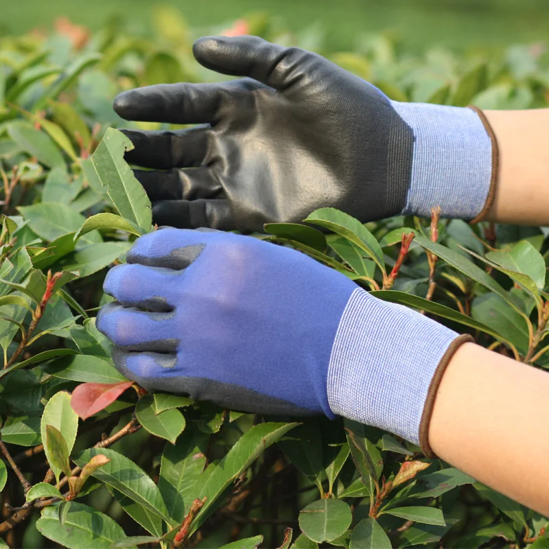 24 peças/12 pares de trabalho de proteção construção masculina luvas de segurança de jardim feminino de borracha do plutônio palma revestida luva de trabalho de segurança de náilon