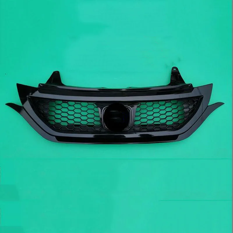 For Honda CRV CR-V 2012 2013 2014 Black Honeycomb Front Bumper Center Middle Grille Grill Refit Top Grade ABS Chrome