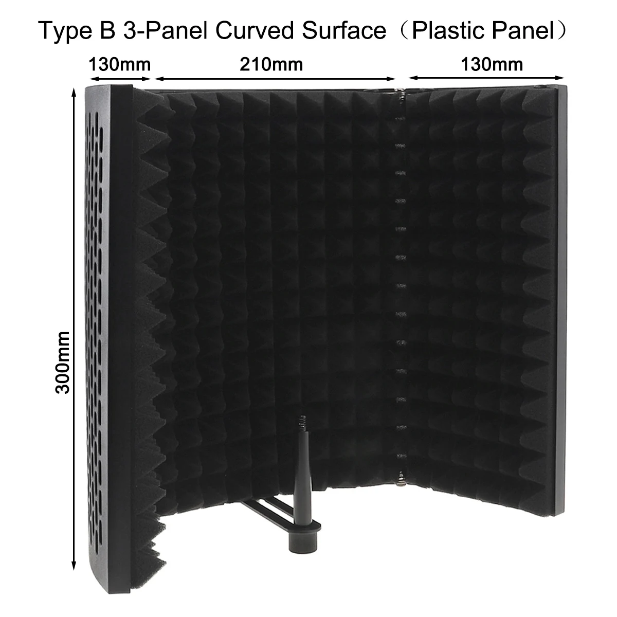 Schermo isolante per microfono in plastica schermo antivento a 3 pannelli con superficie curva pieghevole schiuma assorbente ad alta densità da 3/8 "e 5/8"