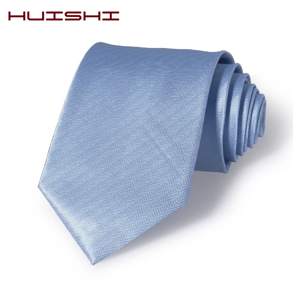 HUISHI เน็คไท Slim Tie เน็คไทโพลีเอสเตอร์กันน้ำ Cravat 6 ซม.และ 8 ซม.Sky Blue TIES ของขวัญ