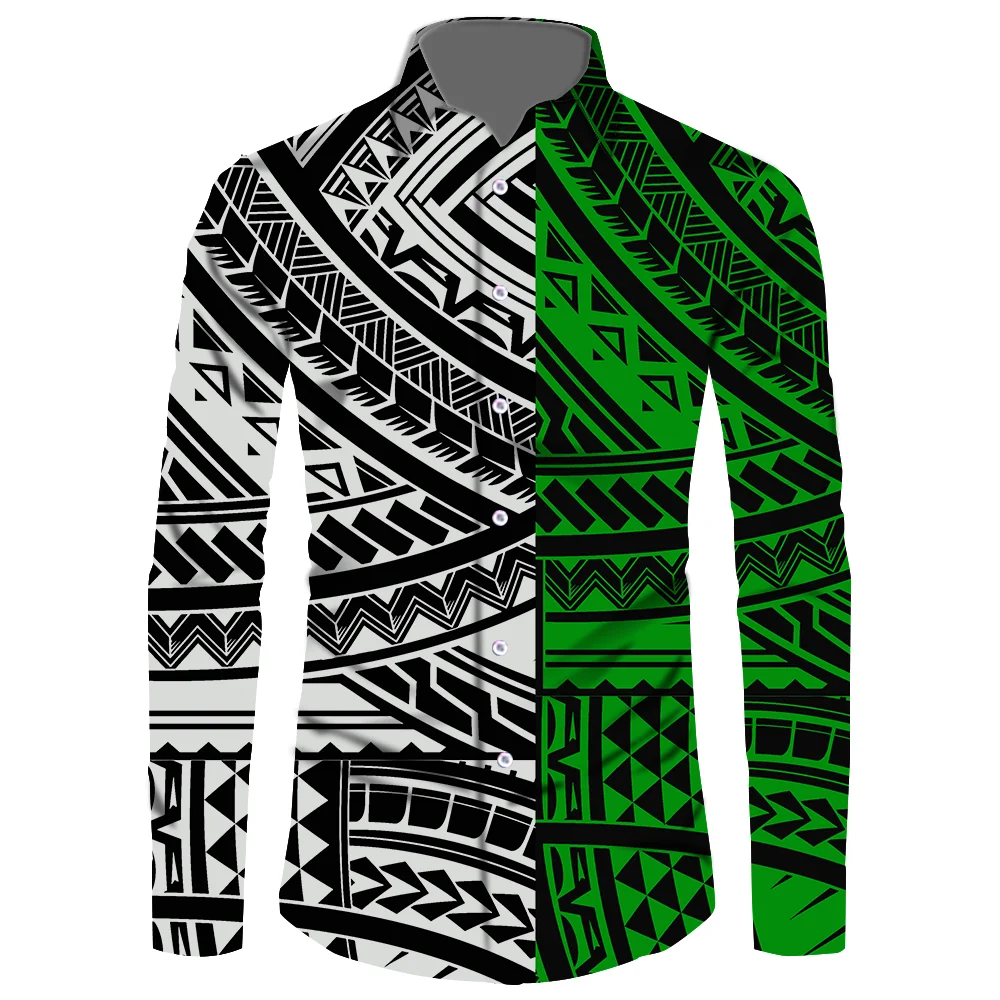 6XL 2021 Mens Vintage Print Long Sleeve Shirt New Fashion Hawaiian Loose Fit Shirts Casual Shirts Men Viking Costume White Green