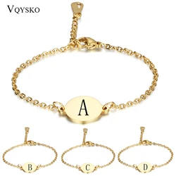 Customized Initial Letter Bracelets For Women Valentine Gift Gold Color Stainless Steel Chain Jewelry Pulseras Mujer Adjustable