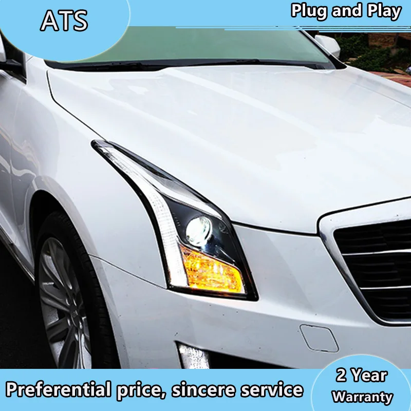 

Стайлинг автомобиля для Cadillac ATS фары 2014-2016 ATS светодиодный ные фары DRL Биксеноновые линзы дальний и ближний свет противотуманная фара