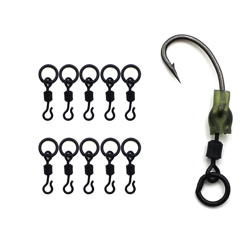 

20PCS Carp fishing swivels snaps fishing accessories with solid ring quick change fishing hook swivels