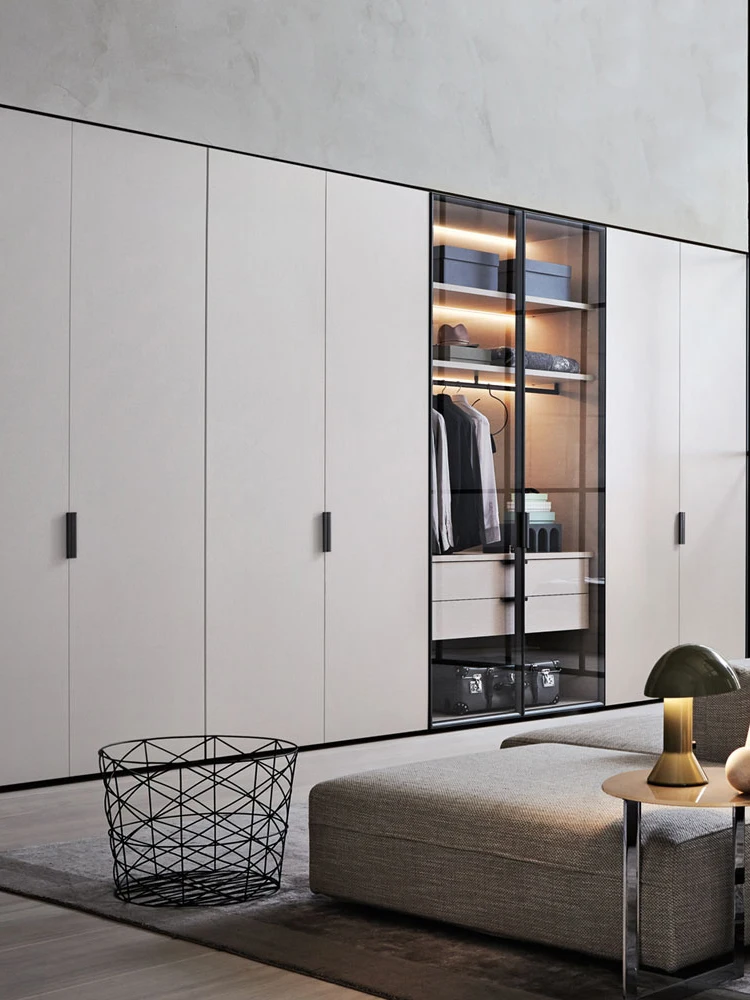 Integrated wardrobe customized simple glass door bedroom walk-in wardrobe cloakroom combination customized whole house