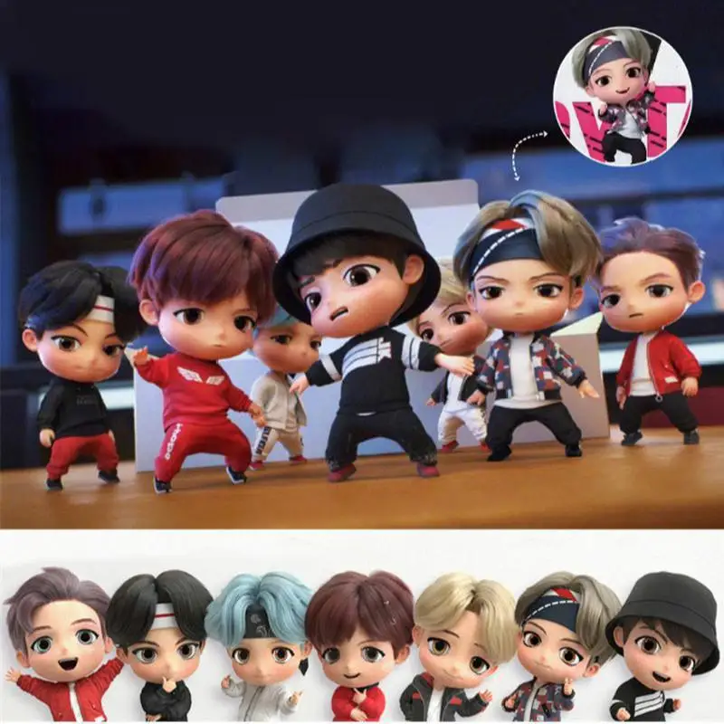 7pcs/set Bangtan Boys Groups Rm Jin Suga Jhope Jimin V Jungkook Doll Model Toy Action Figure Star Idol Cute Army Gift For Kids