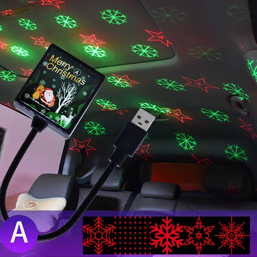 عيد الميلاد كشاف ضوئي ضوء النجوم كشاف ضوء ، الصوت المنشط ، USB ليلة ضوء زينة للمنزل غرفة السيارة الطرف