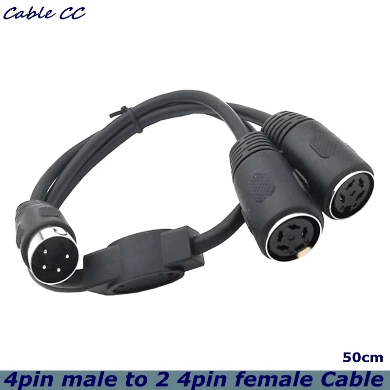 0.5m DIN 4-pin Male to Dual 4-pin Female Audio and Video Cable S-terminal Midi 4-pin for Keyboards and Medical Equipment