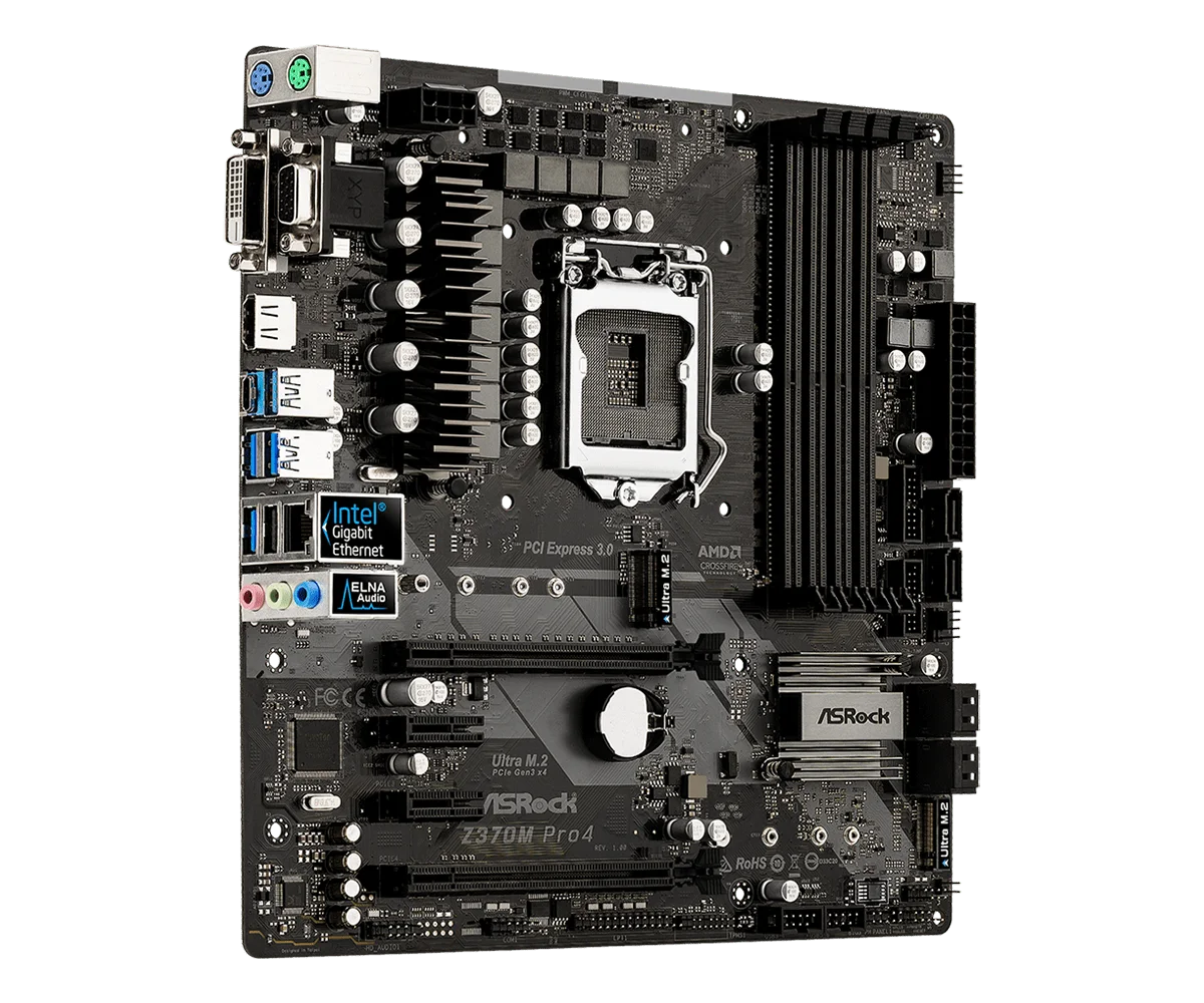 ASROCK Z370M PRO4 Eighth generation motherboard Micro-ATX DDR4 support i7-8100 8600K