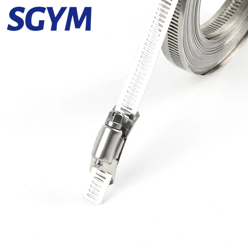 SGYM 304 Stainless Steel Worm Clamp Hose Clamp Strap with Fasteners Adjustable DIY Pipe Hose Clamp Ducting Clamp 10/11.5 Feet