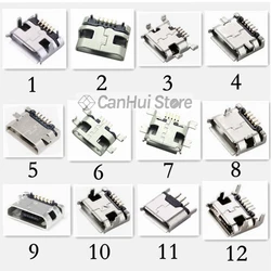 Conector de enchufe SMT de 5 pines, Micro USB tipo B, colocación hembra, 12 modelos, SMD DIP, 20-60 piezas