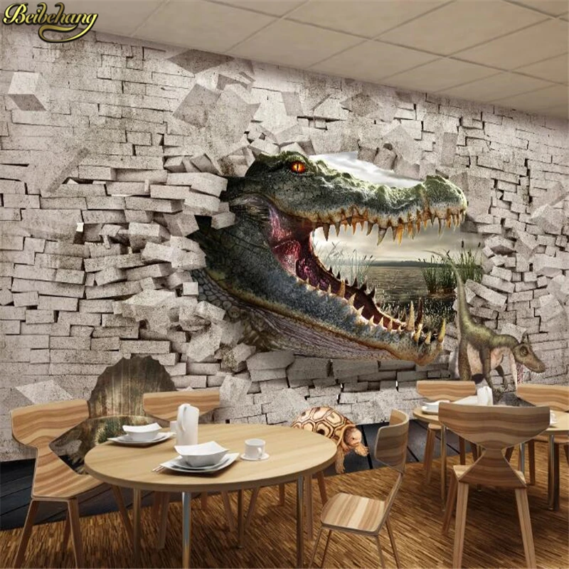 beibehang custom Tv background wall paper 3d seamless mural Crocodile dinosaur turtle murals photo wallpaper bedroom decor