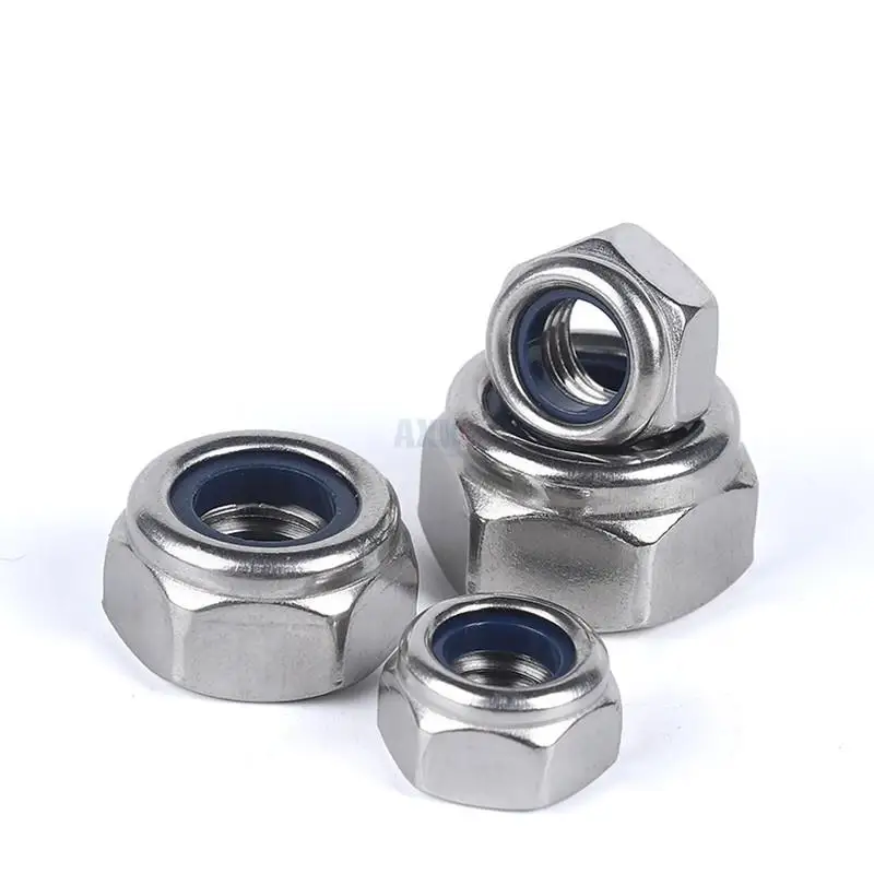 2/5/10/25pcs M2 M2.5 M3 M3.5 M4 M5 M6 M8 M10 M12 M16 304 Stainless Steel Black Nylock Nut Locknut Hex Nylon Insert Self Lock Nut