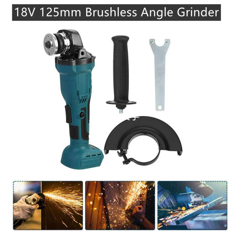 

18V Brushless Angle Grinder Cordless Impact Angle Grinder utting Machine Polisher Power Tool without Battery for Makita Battery