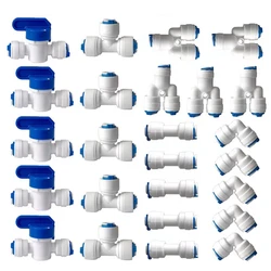 Odwróconej osmozy szybkie łączenie 1/4 złączka do węża Tee Y złącze 2 sposób równe łokcia prosto wody RO plastikowa rura montażu