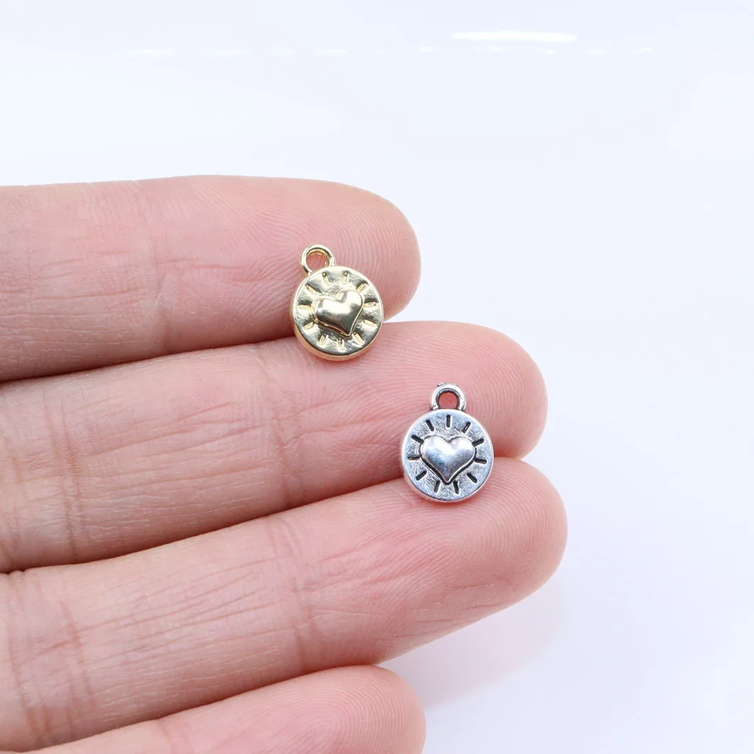 Eruifa 20pcs 6mm Pretty Mini Heart Charms Wholesales Women Accessory Necklace,Earring Bracelet Jewelry DIY Handmade 2 Colors