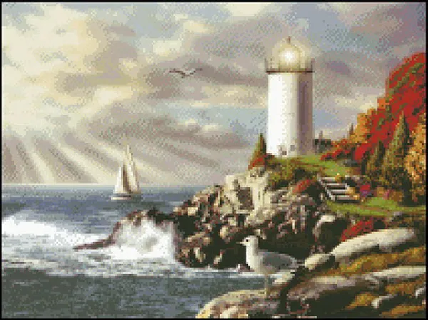 

Высококачественный набор для вышивания «Морской маяк», 14CT, без нанесенного рисунка, для вышивки крестом, рукоделие, декор для дома, сделай сам