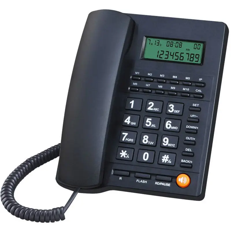 Home Landline Phone Caller ID Telephone Desktop Corded Dial Back Number Storage for Home Office Hotel Restaurant Telefone