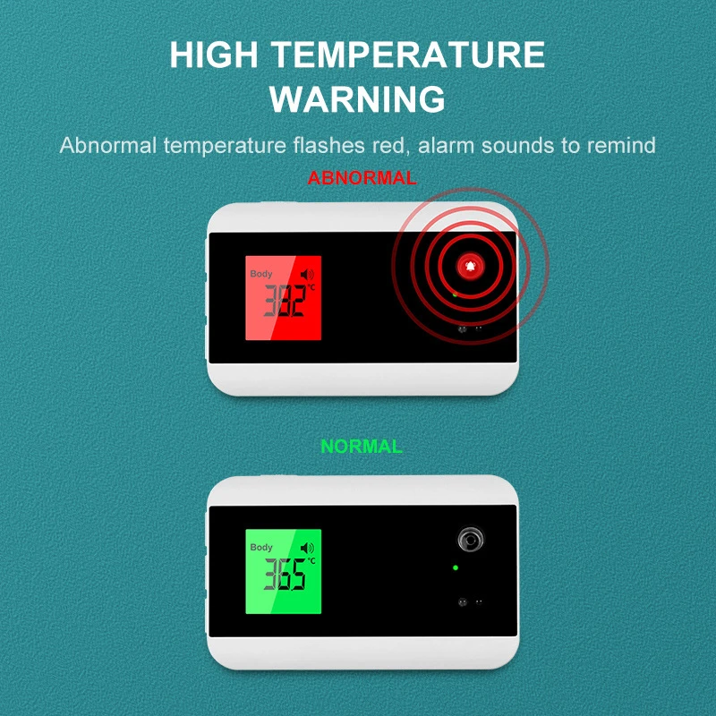Imagem -03 - Mini Fixo Testa Temperatura Arma Fixado na Parede Temperatura Arma Inteligente Transmissão de Voz Bluetooth Termômetro Infravermelho