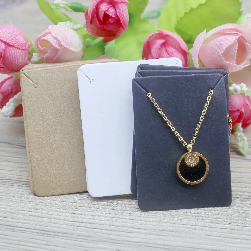 50pcPaper stud earring card 5x4cm brown /white DIY Jewelry package small pendant necklace display blank card