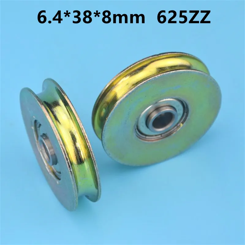 5pcs/20pcs U Groove Radian Radius 3.2mm Guide Wheel 6.4*38*8.3mm 625ZZ Steel Pulley Rope Wire Conductor Wheel Hanging Roller