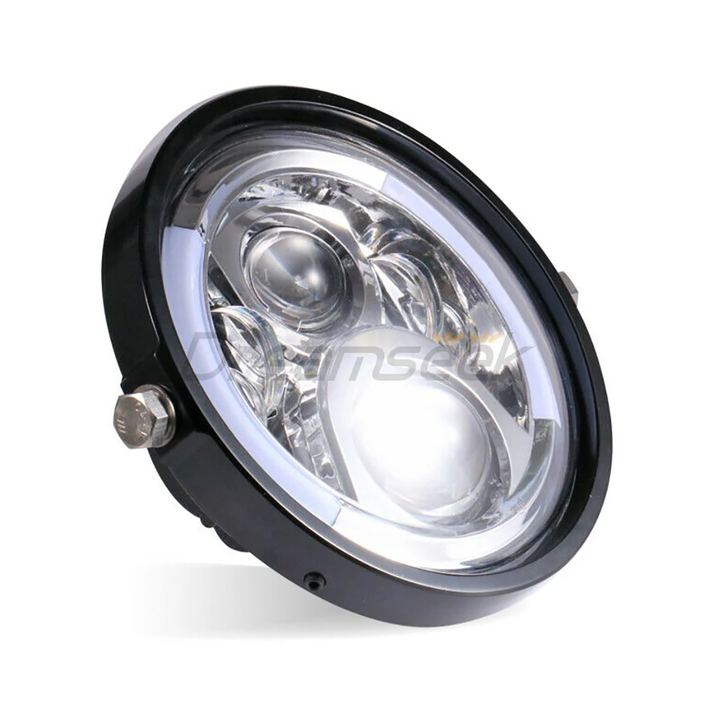5.75 Inch LED Headlight Mounting Ring Bracket for Harley Suzuki Kawasaki Motorcycle Trim Holder Adapter CNC Alu Silver / Black