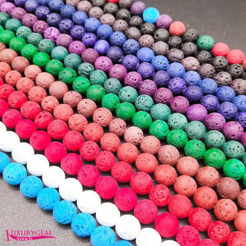 8mm Lava Rock Stone Round Shape DIY Necklace Bracelet Jewelry Loose Beads 15 Inch wj610